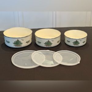 VINTAGE Christmas Tree by SPODE - 3 metal bowls with plastic lids